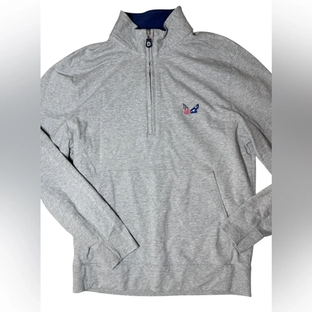 B. Draddy Secession Golf Club Quarter Zip Pullover Gray Cotton Golf Sweater M